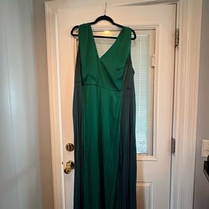 Lane Bryant Emerald and Forest Green V-Neck Maxi Dress
